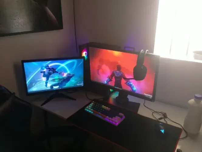 PC gamer completo 2 Monitor - headset sem fio - Mouse - Teclado