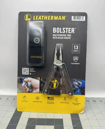 Multiferramenta Leatherman Bolster em aço inoxidável 13 ferramentas com bainha.