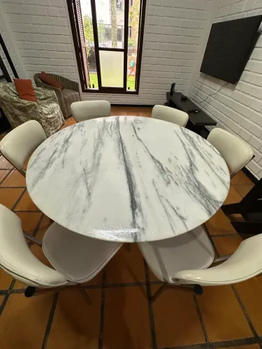 Jogo de mesa de mármore jantar 5 lugares