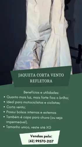Jaqueta refletora corta vento e capa de chuva