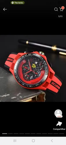 Relógio analógico Scuderia Ferrari vermelho