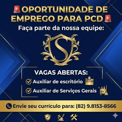 OPORTUNIDADE DE EMPREGO PARA PCD
