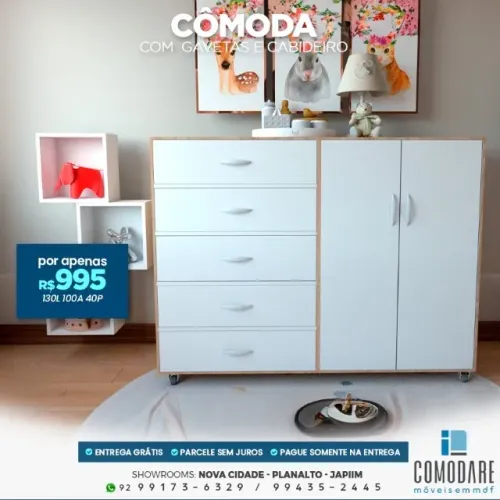 Cômoda 2 Portas 5 Gavetas R$ 995