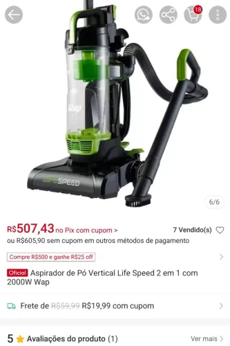 Aspirador de pó life speed 2000w