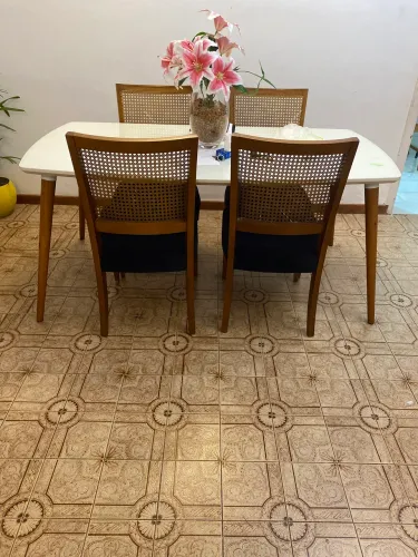 Cadeiras de Paulinha e madeira