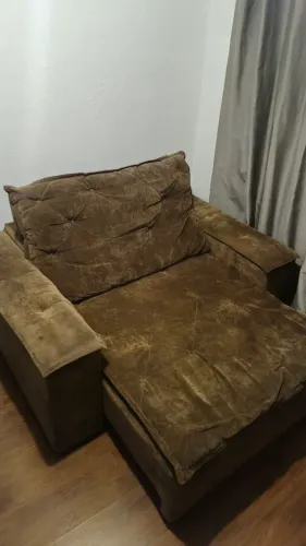 Sofá de dois lugares reclinável e retrátil em suede