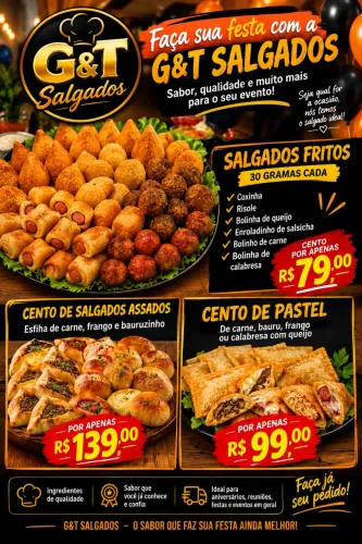 Salgados para sua festa ou seu evento com a G&T