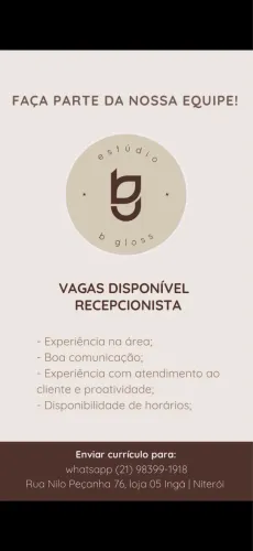Vaga para recepcionista