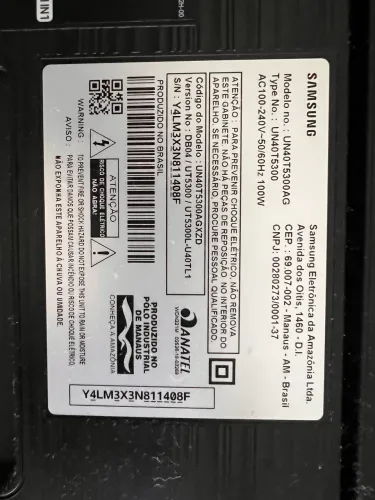 Samsung 40" Smart TV (Modelo UN40T5300AG) - Para Retirada de Peças