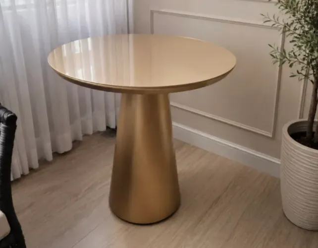 Mesa de Canto Dourada Redonda Moderna Luxo Sob Medida