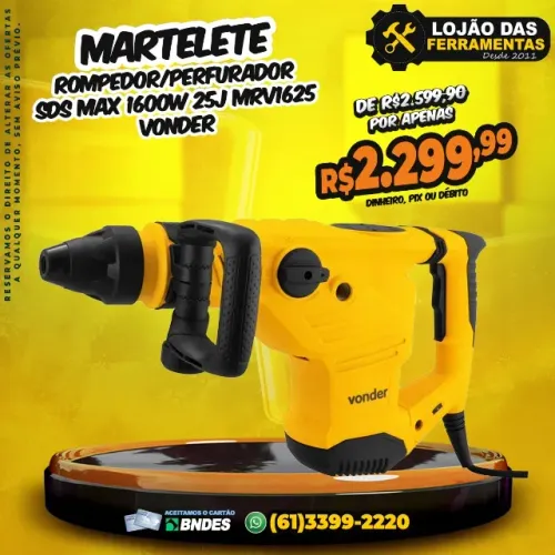 Martelete Rompedor/Perfurador SDS MAX 1600W 25J MRV1625 Vonder