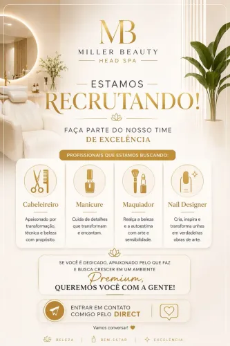 Estamos recrutando profissionais da área da beleza 