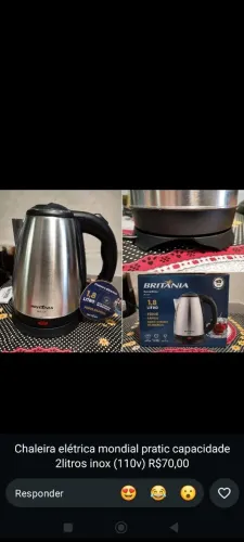 Chaleira elétrica mondial pratic capacidade 2litros inox (110v) R$70,00
