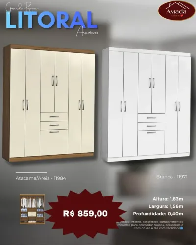 Guarda roupa Litoral - à pronta entrega