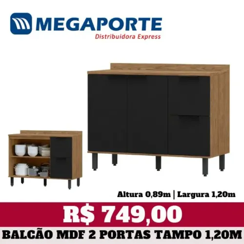 Balcão de Cozinha MDF 2 Portas com Tampo 1,20m (NOVO) Entrega Grátis! 