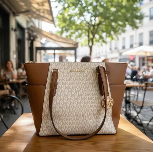 Bolsa Michael Kors Charlotte Large Top Zip Tote Baunilha - Original