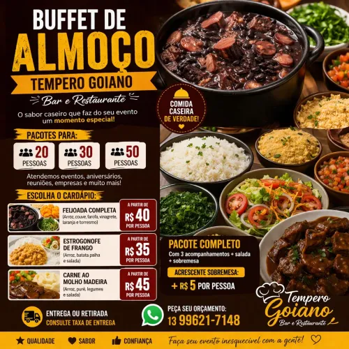 Buffet de almoço ou janta(faça seu orçamento sem compromisso)