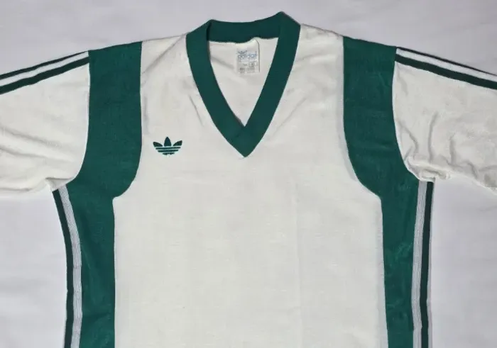 Rara e Antiga Camisa da Adidas Anos 80 Verde e Branca Futebol
