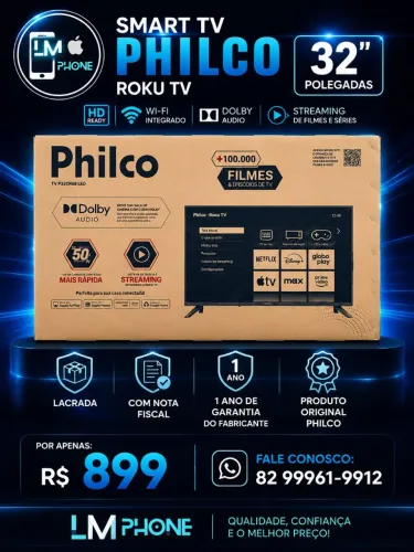 Smart Tv Philco 32 Polegadas | Lacrada | C/ Nota Fiscal | Garantia de 1 ano