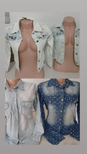 Casaco , jaqueta, camisa jeans e camisas brancas 