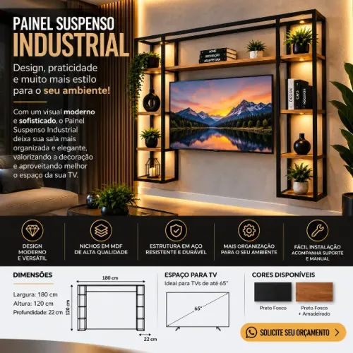 ? Painel Suspenso Industrial ? Transforme sua Sala com Estilo e Personalidade!