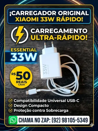 Vendo carregador original 33 watts rápido tipo c