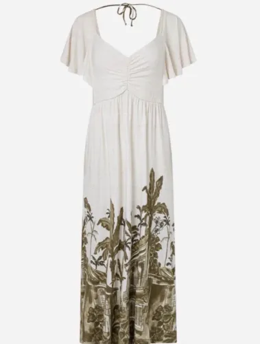 Vestido longo feminino estampado Ouro Preto.