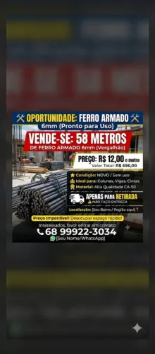 Ferro armado 6mm Promoção 