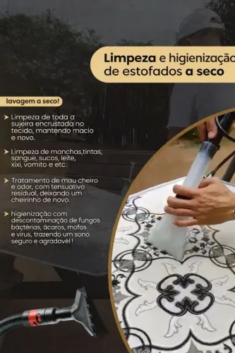 Limpeza e higienização de sofá, cama, bancos de carro e estofados em geral