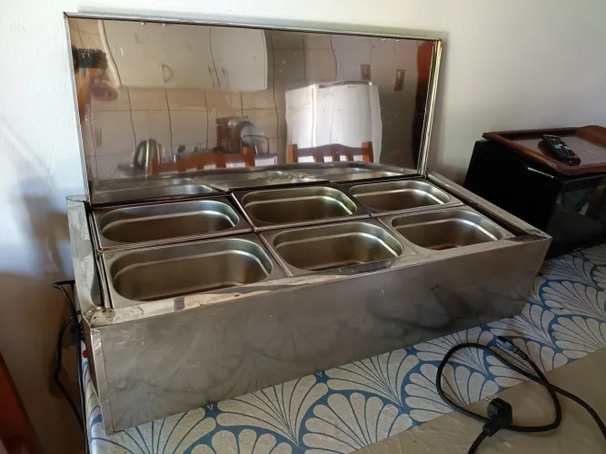 Réchaud elétrico de inox com 6 cubas de 2,5 litros 