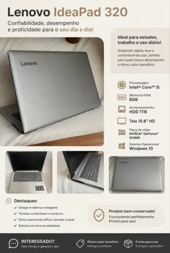 Notebook impecável!!! Lenovo IdeaPad 320-15IKB ? modelo 80YH0007BR