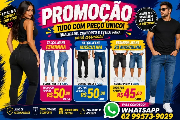 Calça jeans feminina masculina bermuda jeans