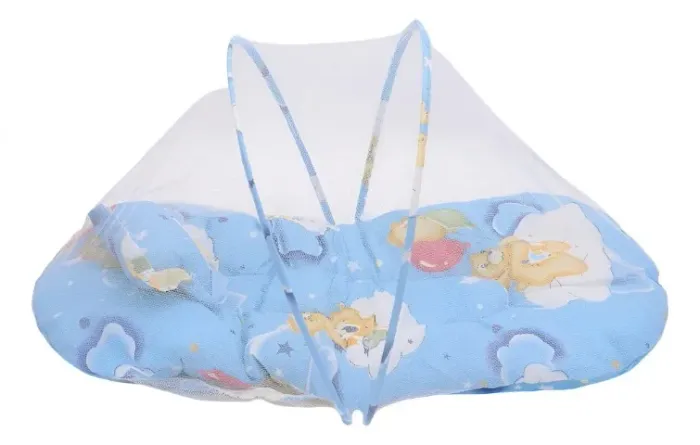 berço mosquiteiro infantil acolchoado baby happy azul baby happy ns-4645