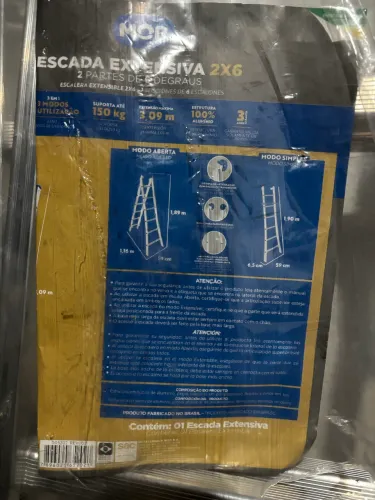 Escada de Alumínio Extensiva 2 x 6 Degraus 1.97 x 3.09 Metros MOR