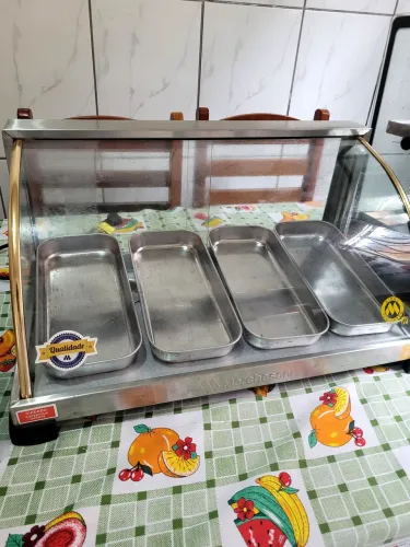 Estufa de Salgados Vitrine Curva Expositora 4 Bandejas