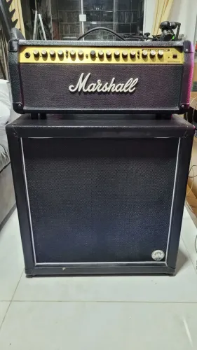 Marshall Valvestate VS100 (Inglês) + Caixa 4x10 Oversound + Foot na Caixa