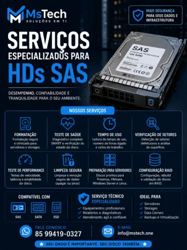 Serviços Profissionais para HDs SAS e Servidores