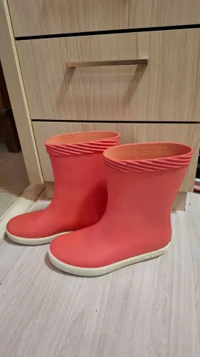 Bota galocha rosa impermeável de chuva 