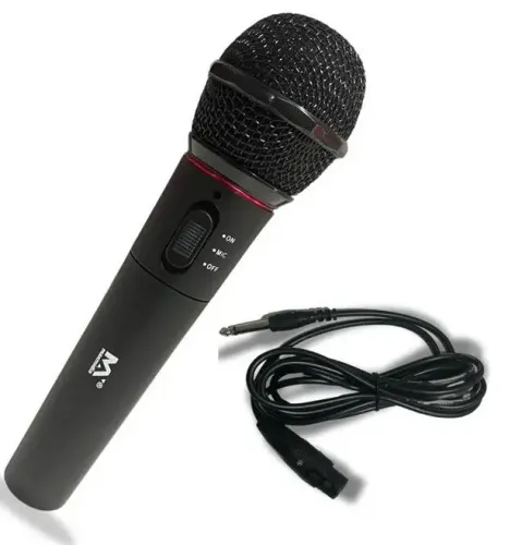 Microfone C/ Fio Profissional Karaokê Preto