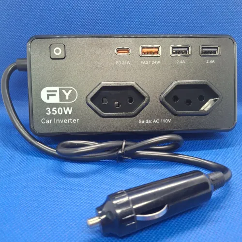 Inversor automotivo 350w 12v para 110v carrega celular starlink mini notebook e outros