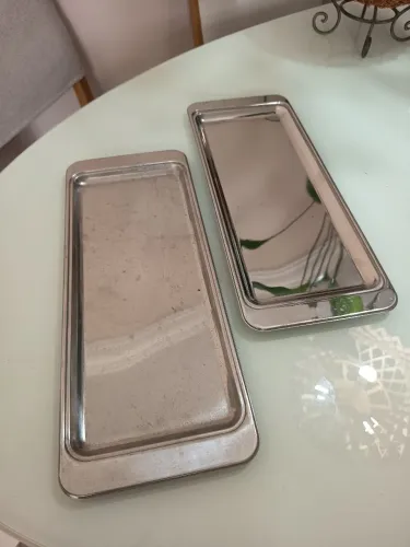 Par de Bandejas Retangulares para Frios e Peixes em Aço Inox