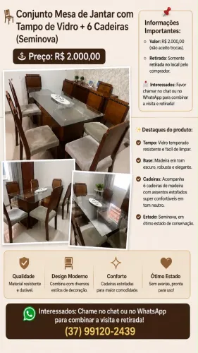 Conjunto mesa de jantar