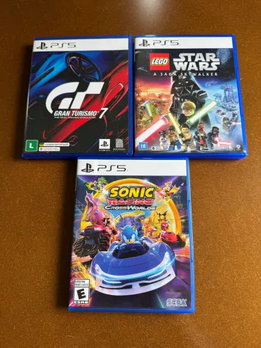 3 Jogos PS5 - Gran Turismo 7 - Lego Star Wars - Sonic Racing