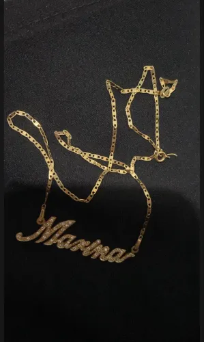 Cordão ouro 18k cravejado com diamante