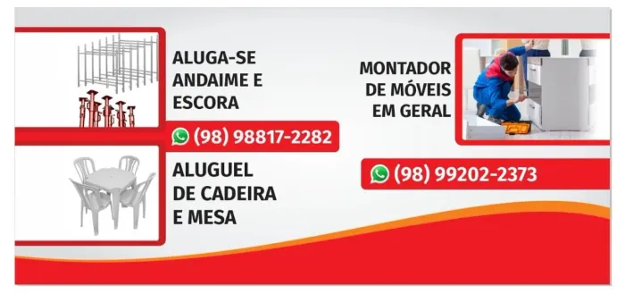 ALUGUEL DE ANDAIMES, CONJUTO DE MESAS COM CADEIRAS