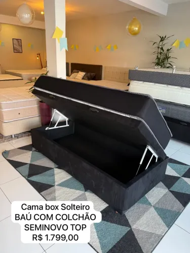 Cama de Solteiro BAÚ COM COLCHÃO SEMINOVO - Entrego!