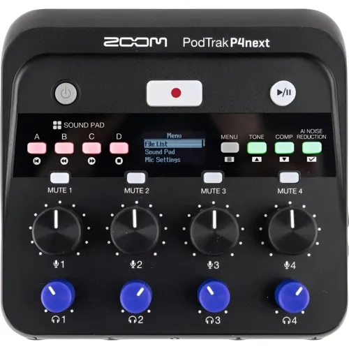 Gravador E Misturador De Podcast Zoom P4next PodTrak - Preto