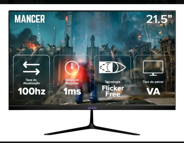 Monitor Gamer Mancer 21.5" - 100Hz | 1ms | Painel VA | Flicker Free