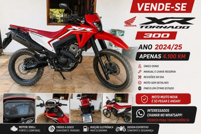 Honda XRE 300 Sahara ABS 2024/25 | 4.100 km | Único Dono | Impecável