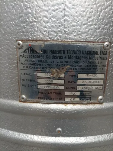 Aquecedor Boiler Caldeira a gás 250 litros